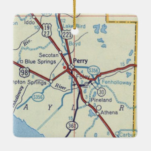 Perry Florida Vintage Map Ceramic Ornament