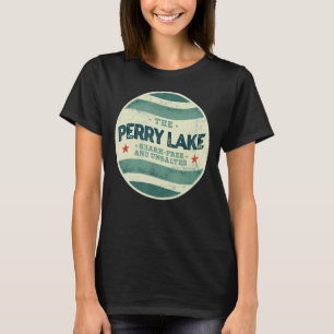 Perry Lake Shark Free and Unsalted Camping Kansas T-Shirt