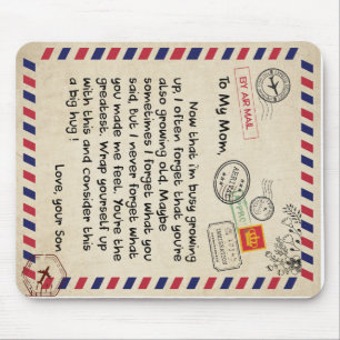 Persaonal Letter To My Mum From Son, Mum Birthday Mouse Pad