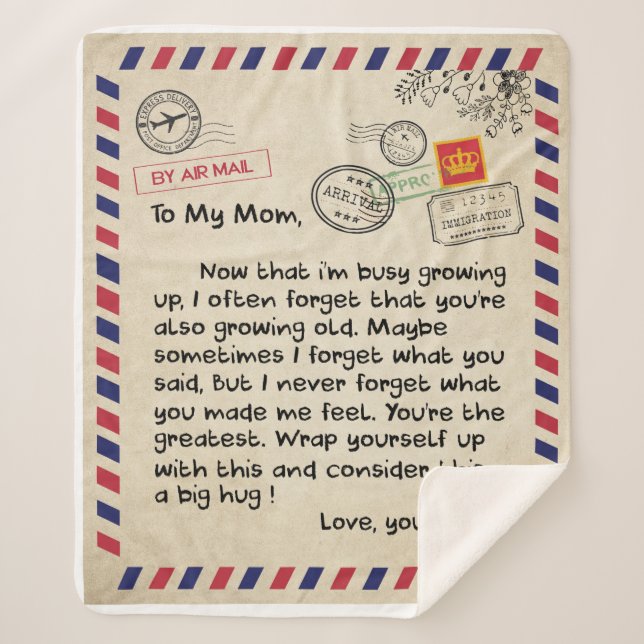 Persaonal Letter To My Mum From Son, Mum Birthday Sherpa Blanket (Front)
