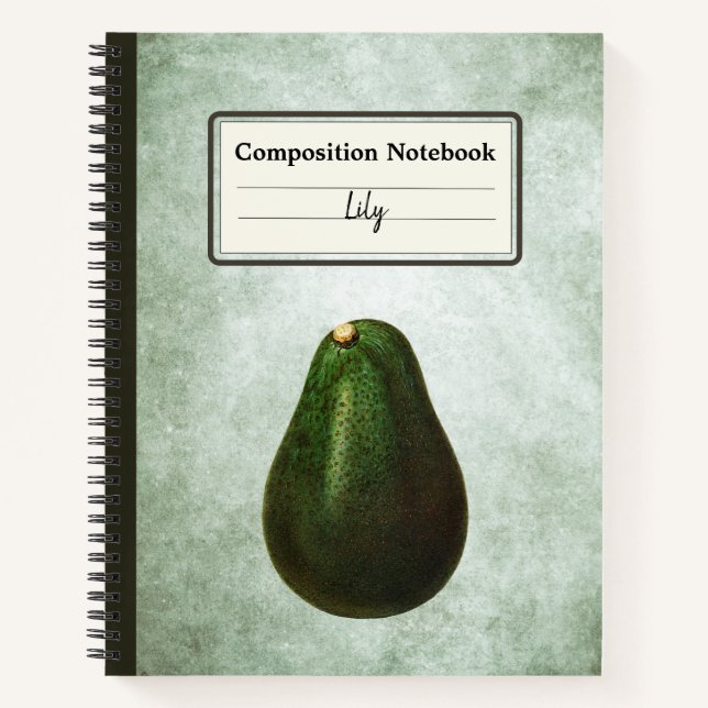 Persea Avocado Illustration Personalised Comp Notebook (Front)
