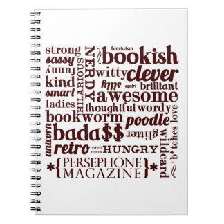 Persephone Magazine Wordy Notebook in red