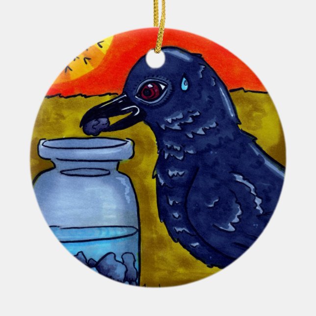 Perseverance Crow Ceramic Tree Decoration (Front)