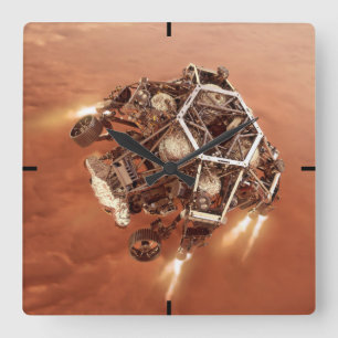 Perseverance Rover Firing Up Descent Stage Engines Square Wall Clock