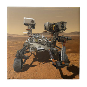 Perseverance Rover Operating On Surface Of Mars. Ceramic Tile