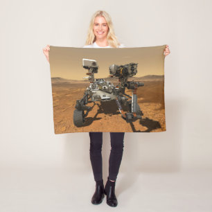 Perseverance Rover Operating On Surface Of Mars. Fleece Blanket