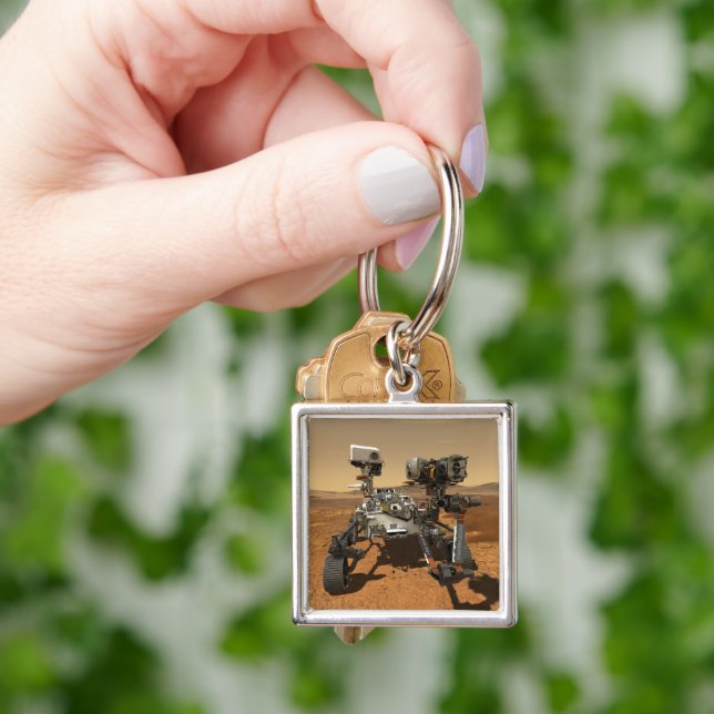 Perseverance Rover Operating On Surface Of Mars. Key Ring (Hand)