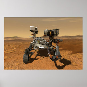 Perseverance Rover Operating On Surface Of Mars. Poster