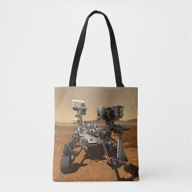Perseverance Rover Operating On Surface Of Mars. Tote Bag (Front)