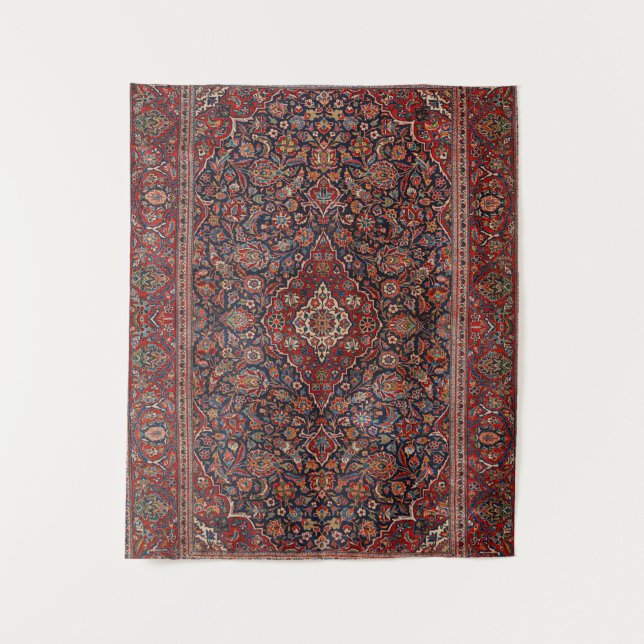 Persia Kurk Kashan Surreal Red Collage  Tapestry (Front)