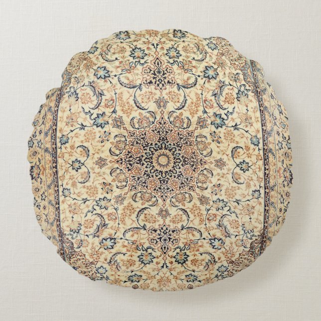 Persia Light Yellow Dusty Blue  Round Cushion (Front)