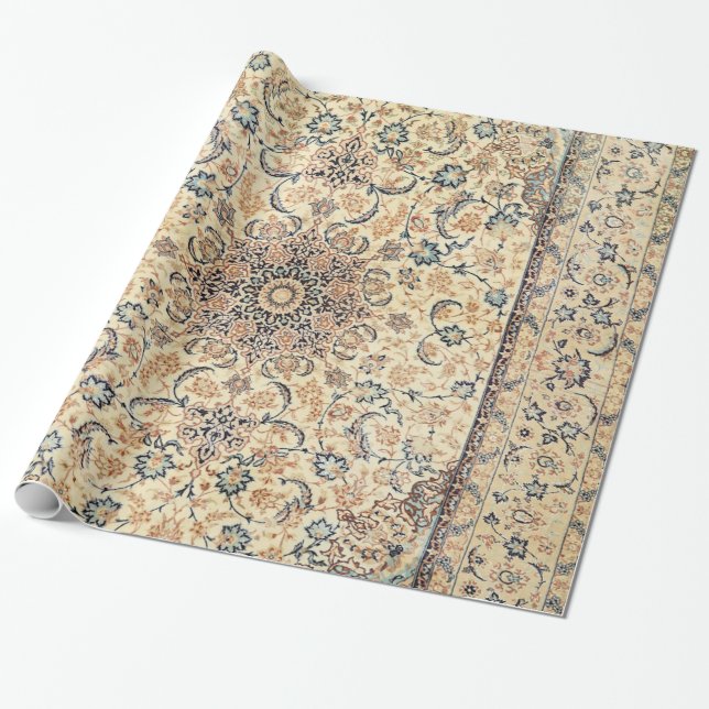 Persia Light Yellow Dusty Blue  Wrapping Paper (Unrolled)