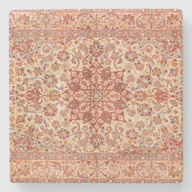 Persia Muted Cream Blush Tan  Stone Coaster (Front)