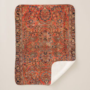 Persia Sarouk Red Yellow Leaf  Sherpa Blanket