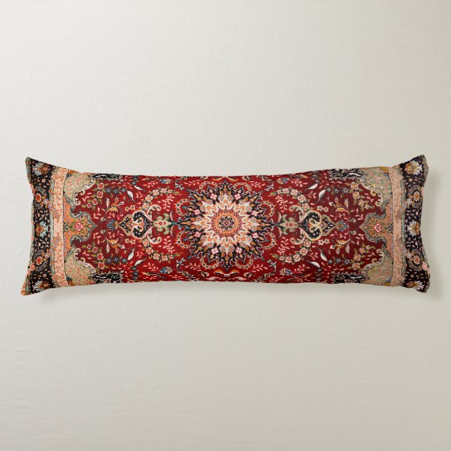 Persia Tabriz Red Black Dark  Body Cushion (Front)