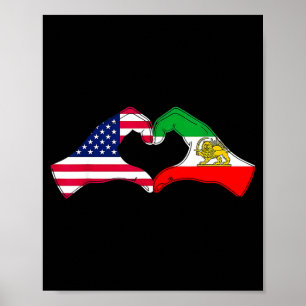 Persian american flag usa persia heritage heart Pe Poster