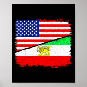 Persian American Flag USA Persia Roots Heritage Poster