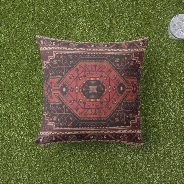 Persian Antique Vintage Red Eastern Accent Rug Cushion (Grass)