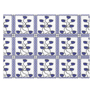 Persian Asian Blue Floral Geometric Pattern Tablecloth