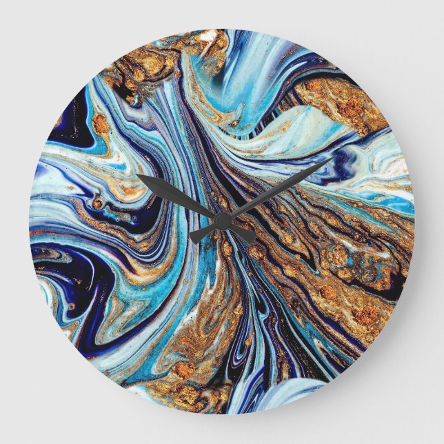 Persian Blue Agate: Oriental Luxurious Texture Large Clock (Front)