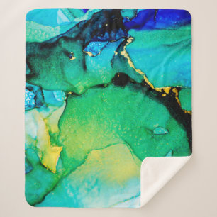 PERSIAN BLUE, chartreuse green. Very beautiful art Sherpa Blanket