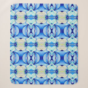 Persian Blue Pattern with Geometrical Shapes Sherpa Blanket