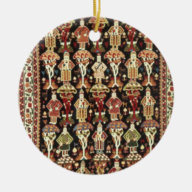 Persian carpet, 19th-20th century ceramic tree decoration (Front)