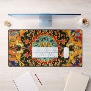 Persian Carpet Abstract Vibrant Colours Desk Mat