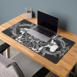 Persian Carpet Black and White Desk Mat