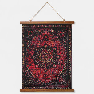 Persian carpet design in rose tinted field  hanging tapestry