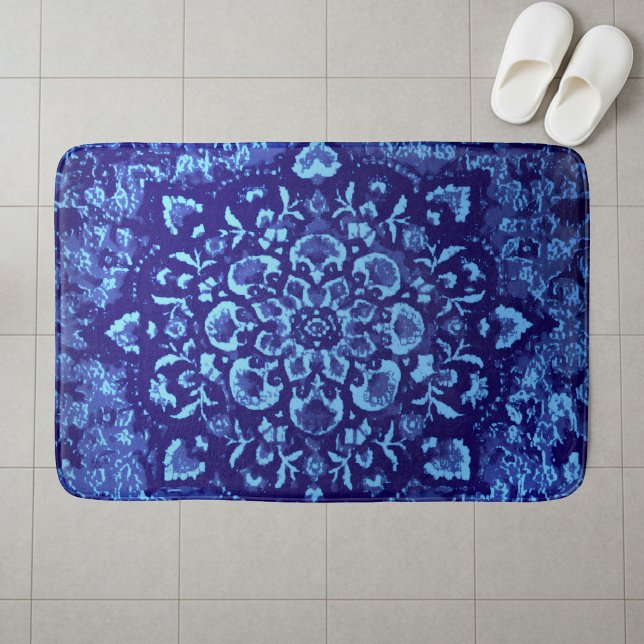 Persian Carpet–Inspired Printed blue Bath Mat (Creator Uploaded)