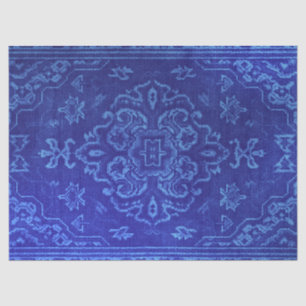 Persian carpet look in blue tissue paper