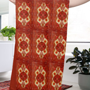 Persian carpet look in copper colour bath towel set