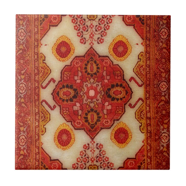 Persian carpet look in copper colour ceramic tile (Front)