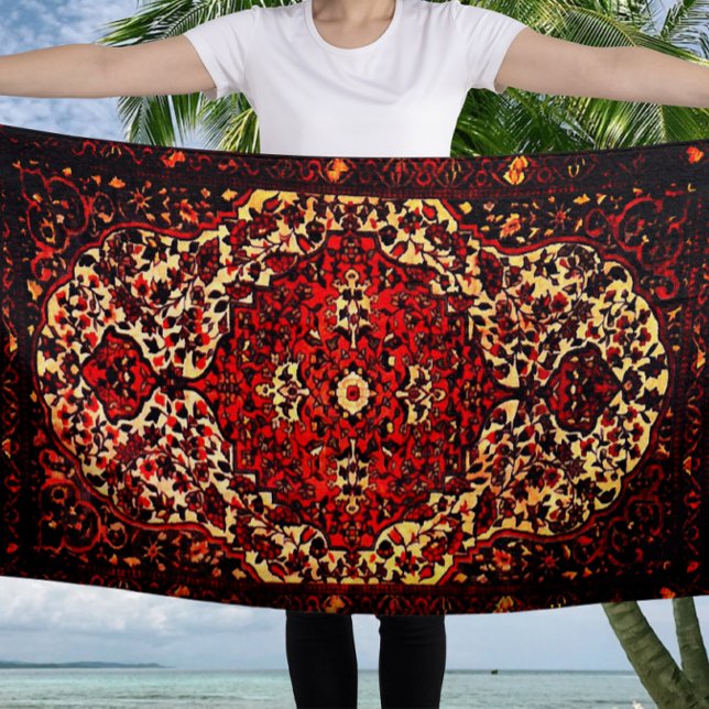 Persian carpet look in dark red and cream beach towel (Creator Uploaded)