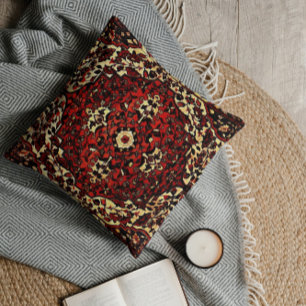 Persian carpet look in dark red and cream cushion