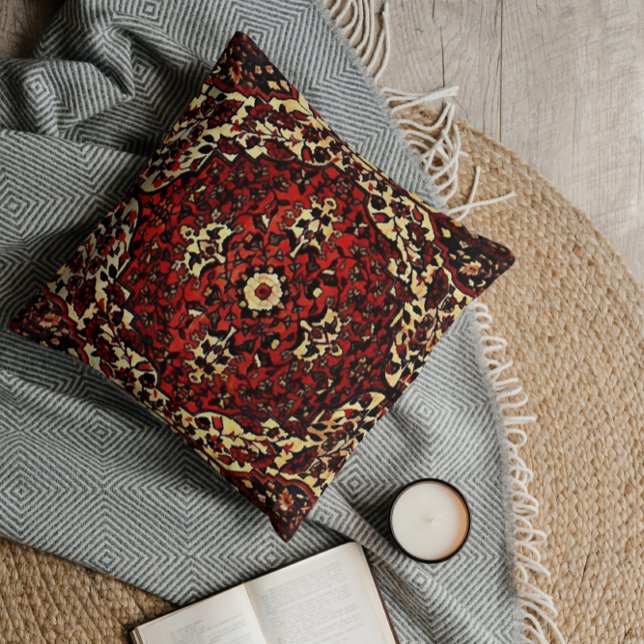Persian carpet look in dark red and cream cushion (Creator Uploaded)