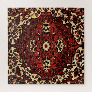Persian carpet look in dark red and cream   jigsaw puzzle