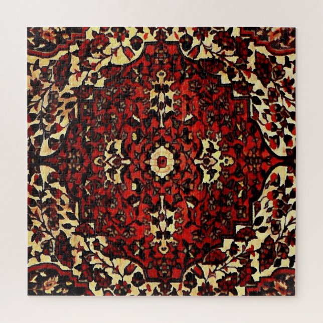 Persian carpet look in dark red and cream   jigsaw puzzle (Vertical)