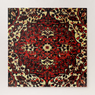 Persian carpet look in dark red and cream jigsaw puzzle