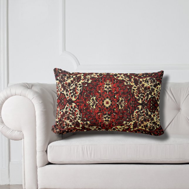 Persian carpet look in dark red and cream lumbar cushion (Creator Uploaded)