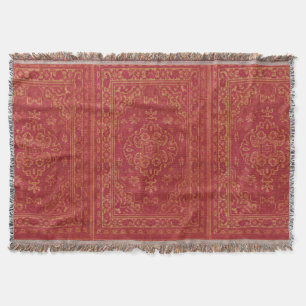 Persian carpet look in  orange throw blanket