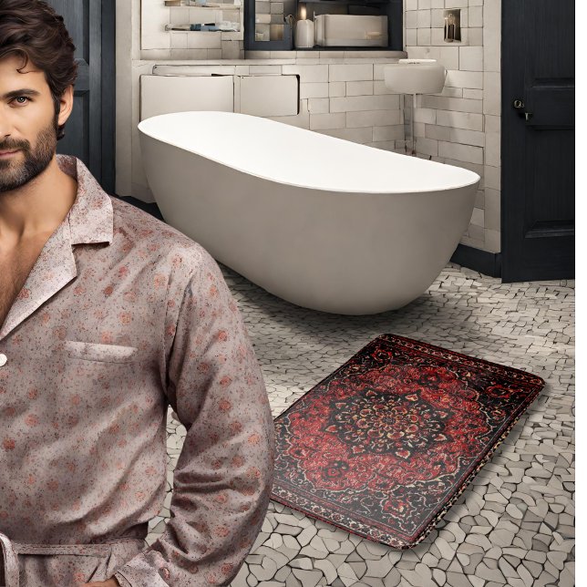 Persian carpet look in rose tinted field bath mat (Creator Uploaded)