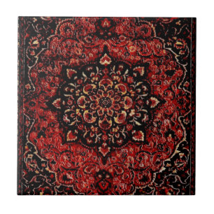 Persian carpet look in rose tinted field  ceramic tile