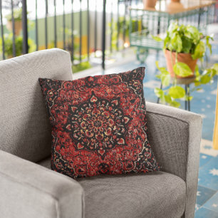 Persian carpet look in rose tinted field cushion
