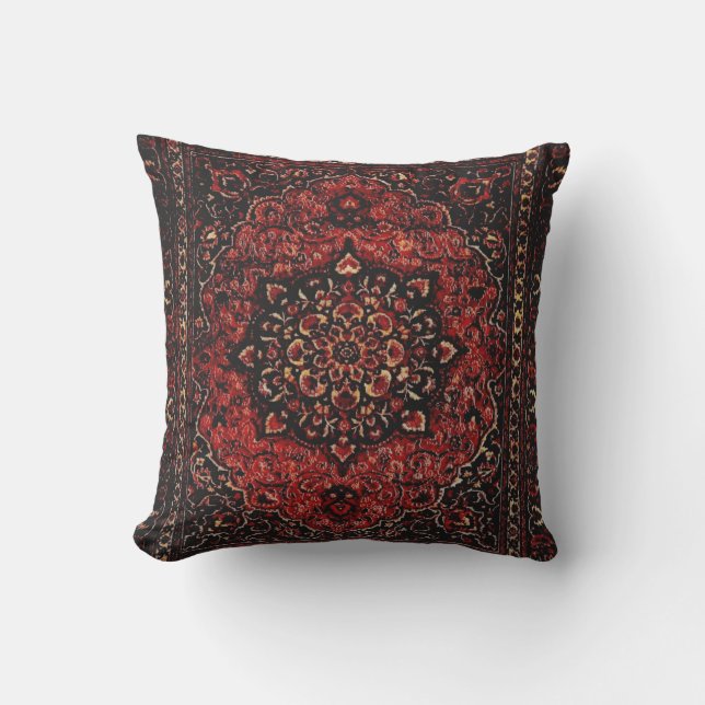 Persian carpet look in rose tinted field cushion (Front)