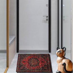 Persian carpet look in rose tinted field doormat