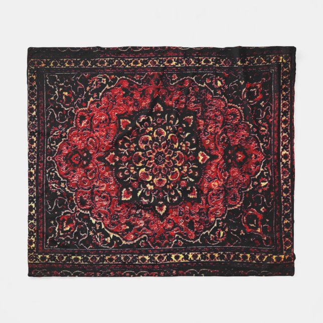 Persian carpet look in rose tinted field fleece blanket (Front (Horizontal))