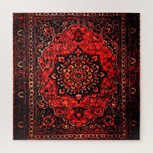 Persian carpet look in rose tinted field jigsaw puzzle