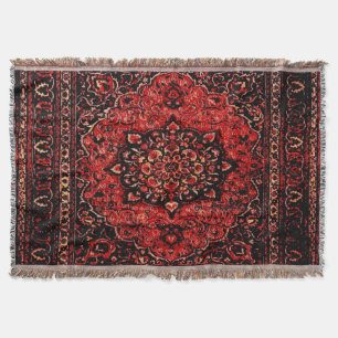 Persian carpet look in rose tinted field throw blanket